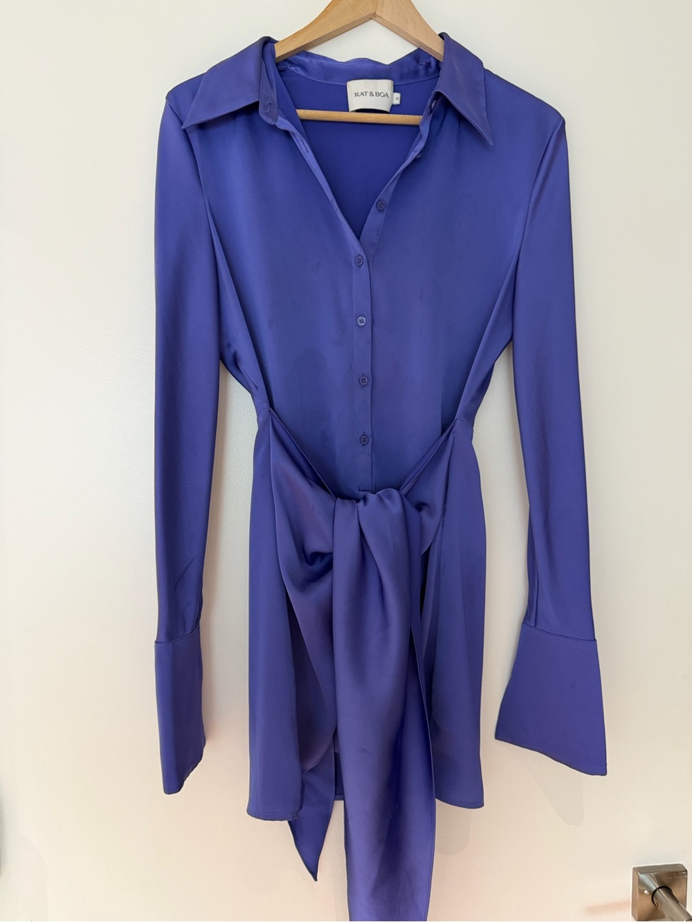Rat & Boa Violet Button-Down Tie-Waist Blouse
